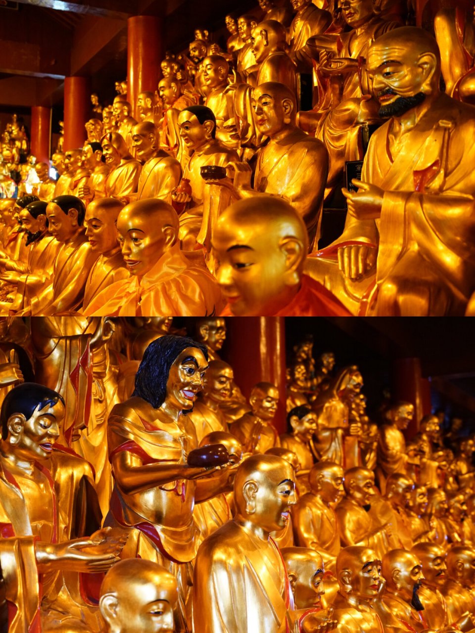 九华山百岁宫五百罗汉堂,让你眼前一"亮" 五百罗汉堂国内很多寺院中都