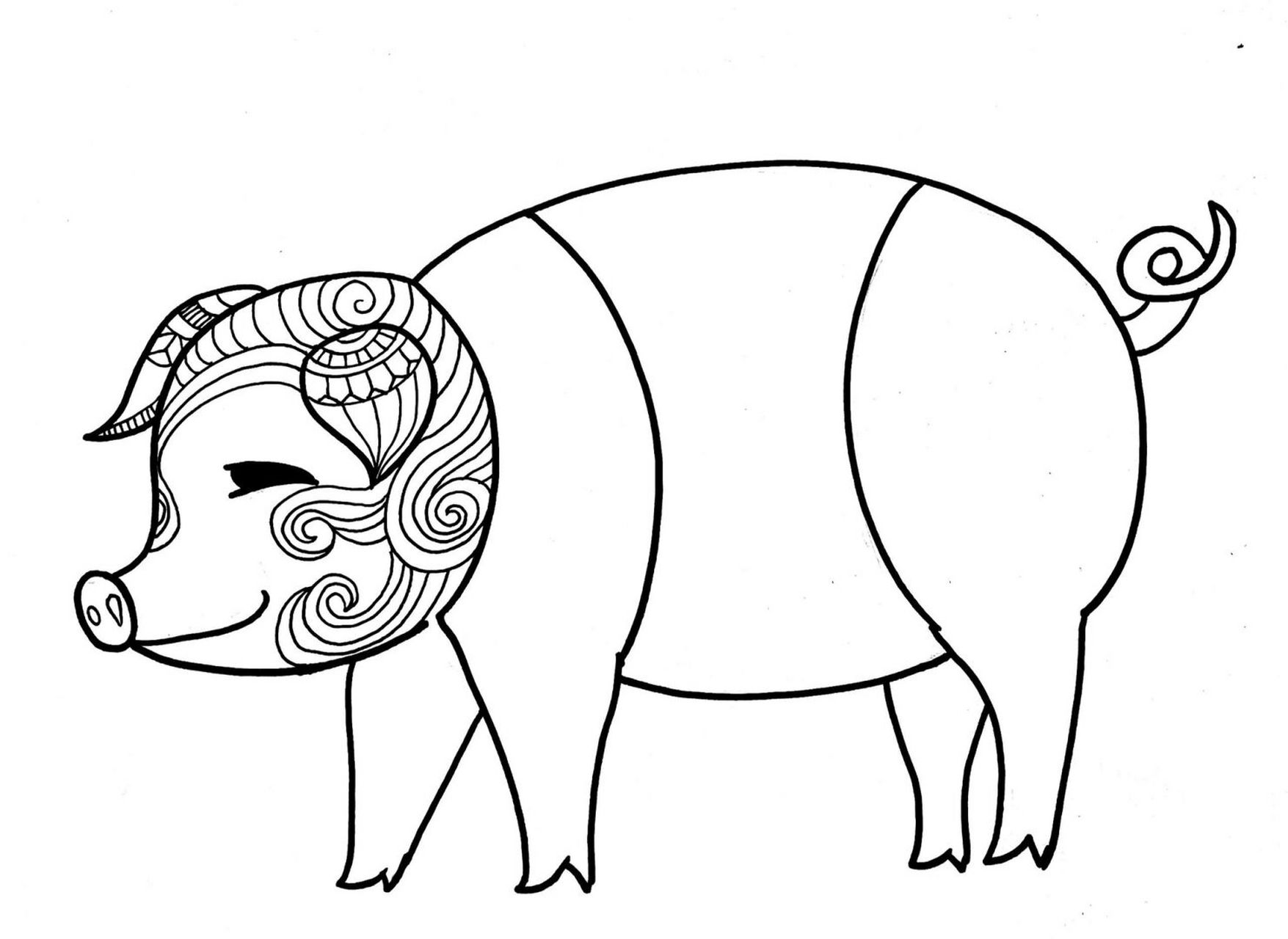 猪99|黑白装饰画|含步骤 后面都是步骤哦,可临摹 针管笔必备 #绘画