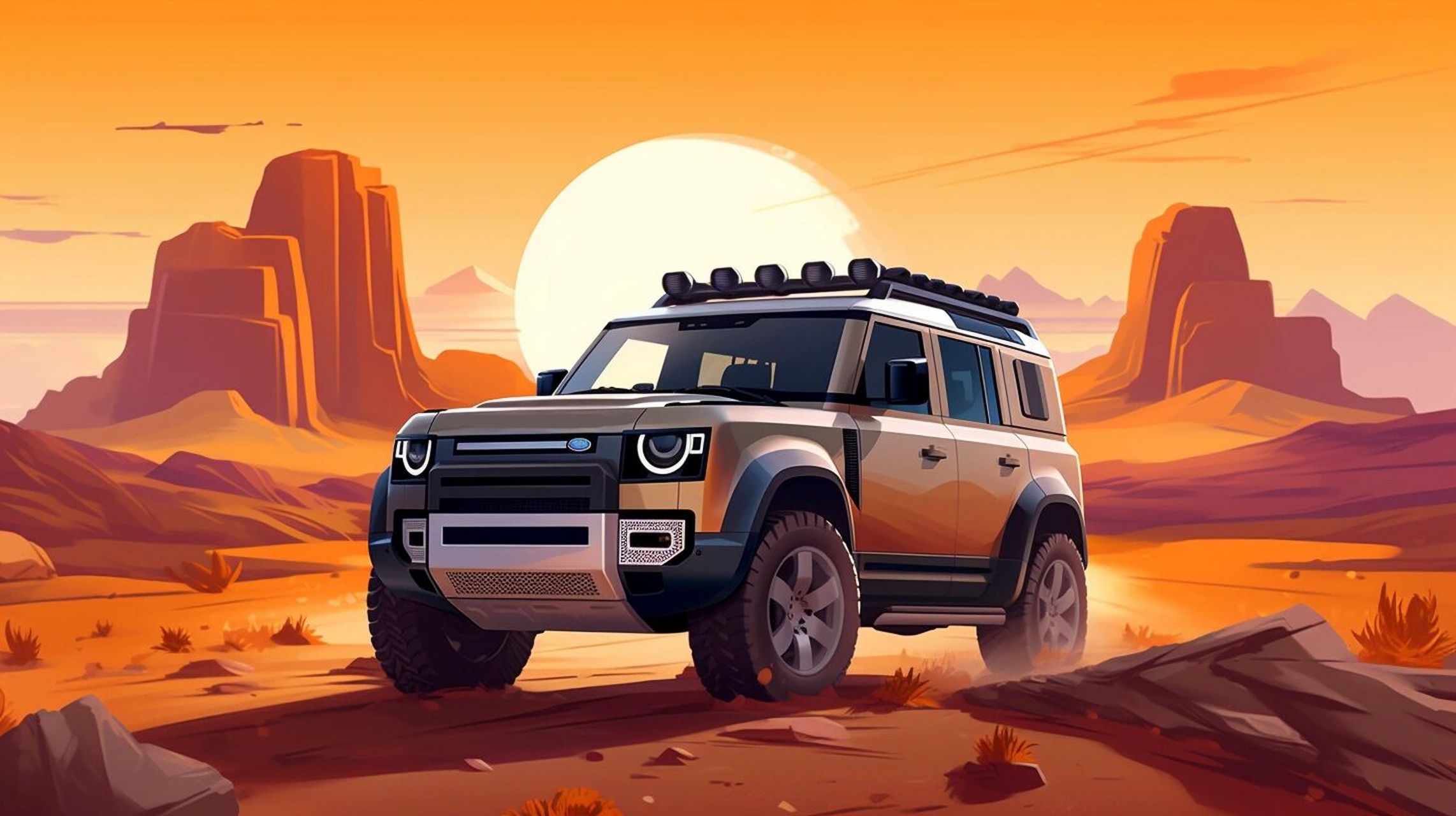 路虎卫士插画壁纸