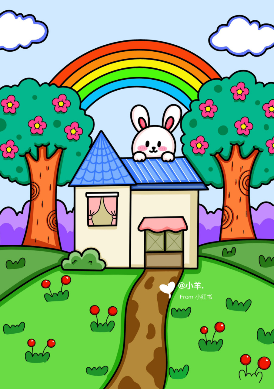 兔子房子简笔画图片