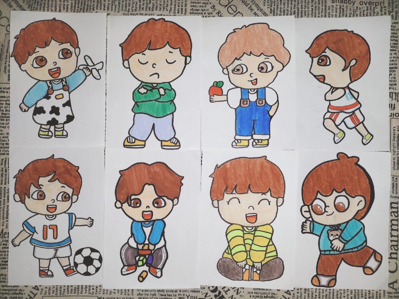 人物简笔画_男孩色彩图