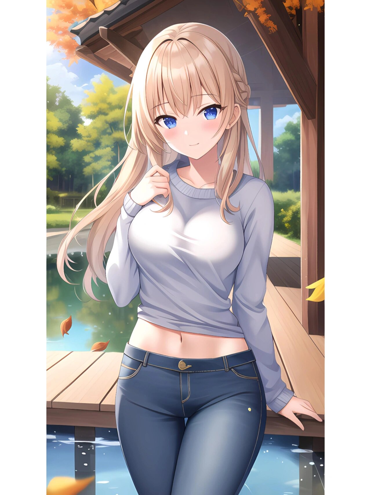 牛仔裤二次元少女真的绝绝子啊,太漂亮了