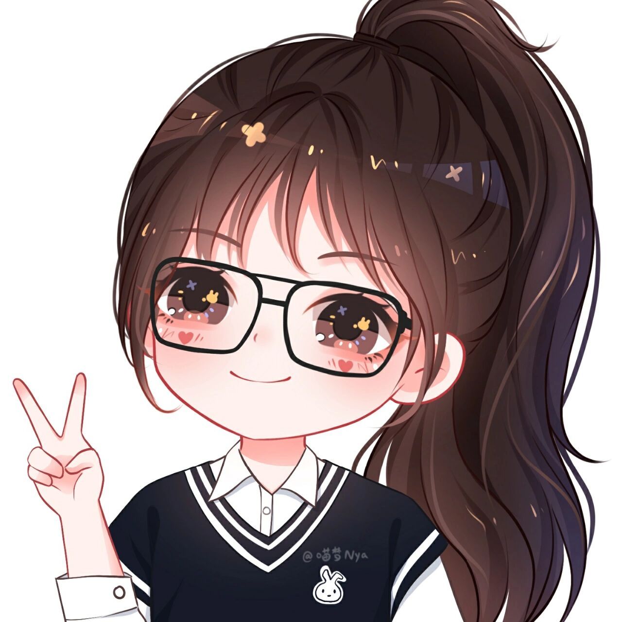 卡通q版可爱女生头像|学院风高马尾 你们要的高马尾拿去吧 8215图