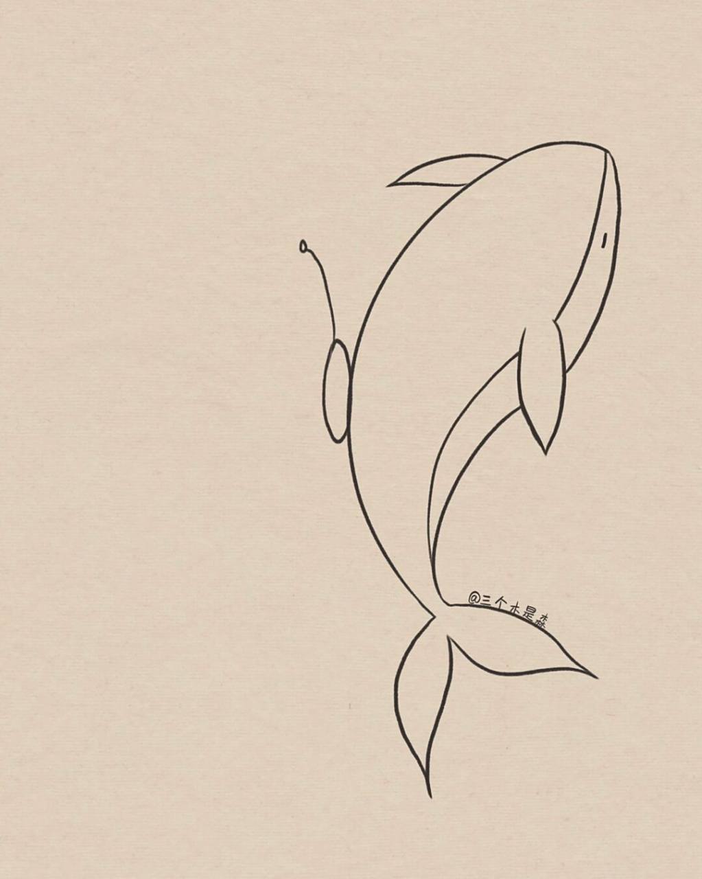 蝴蝶与鲸鱼简笔画|附过程 简单好画!速速动笔!