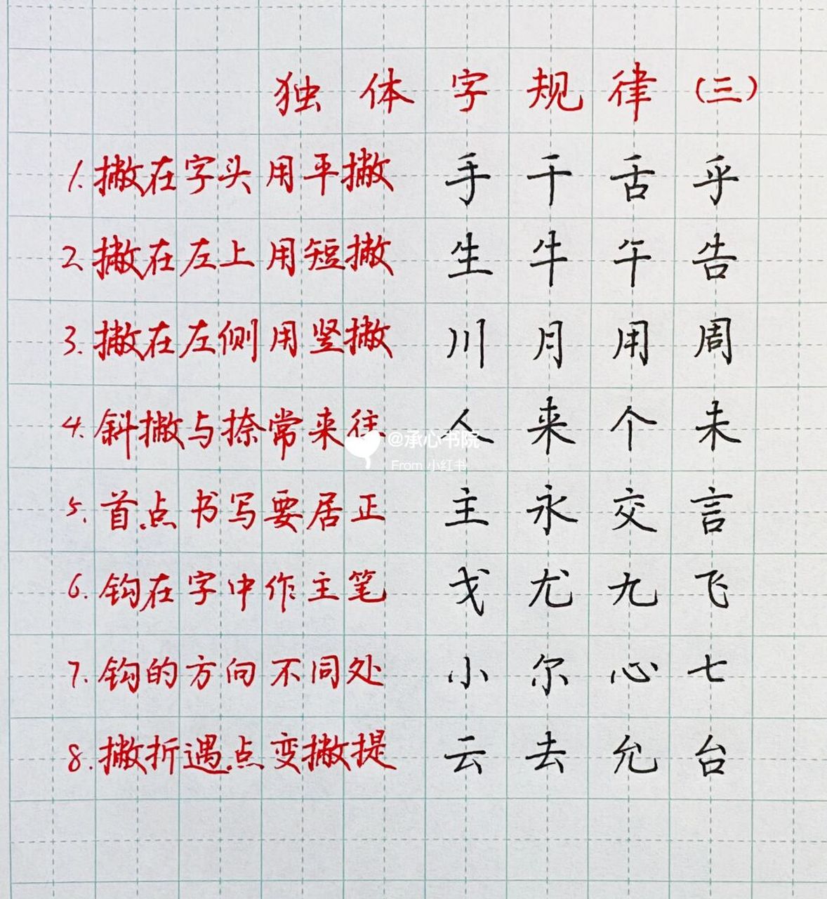 独体字常用三大规律及例字 喜欢点点关注吧9898 有练字的问题留言