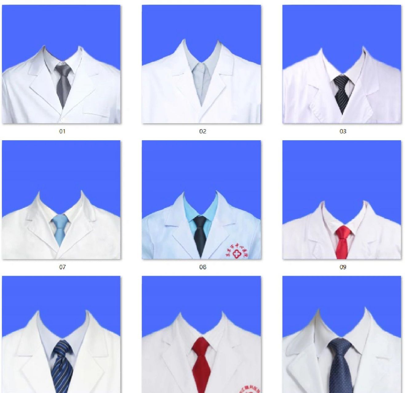 ps医生护士证件照白大褂修图换底色换服装 多种模板用,专业高效