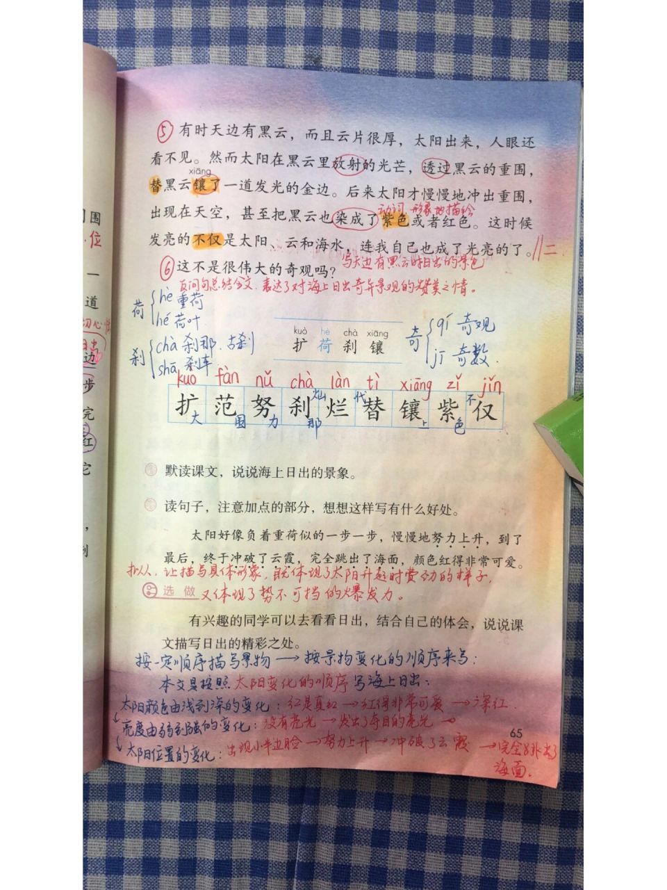 四下第16课《海上日出》课堂笔记