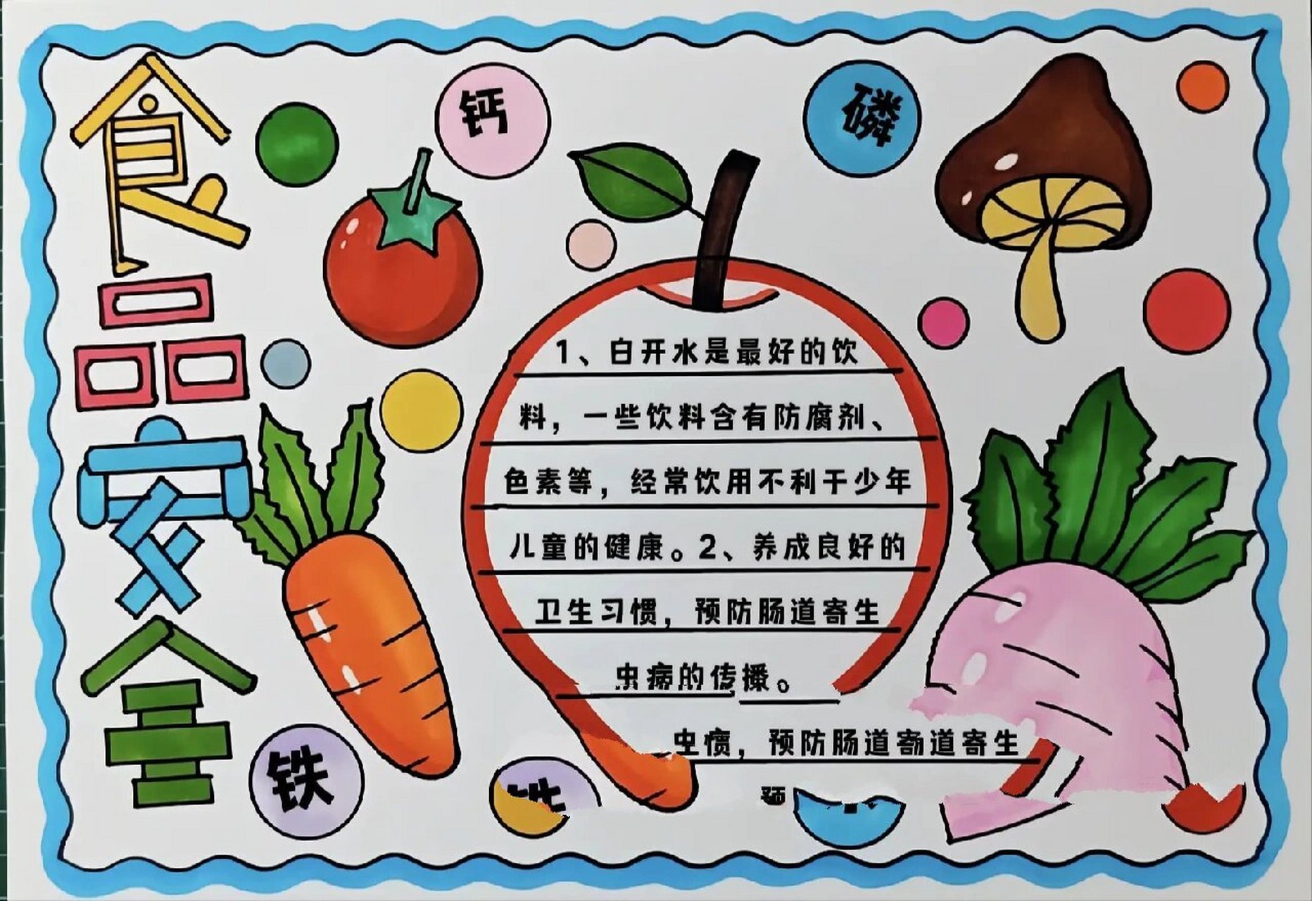 食品安全手抄报/有线稿可打印喔 食品安全/饮食健康手抄报,简单好看