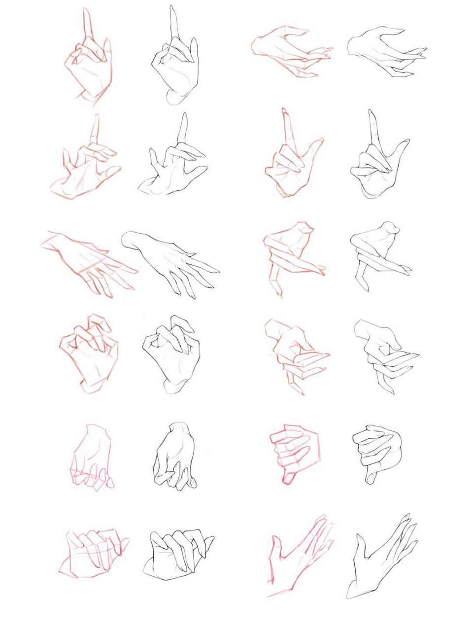 【手部素材】学会画各种姿势的手78 画人难画手!