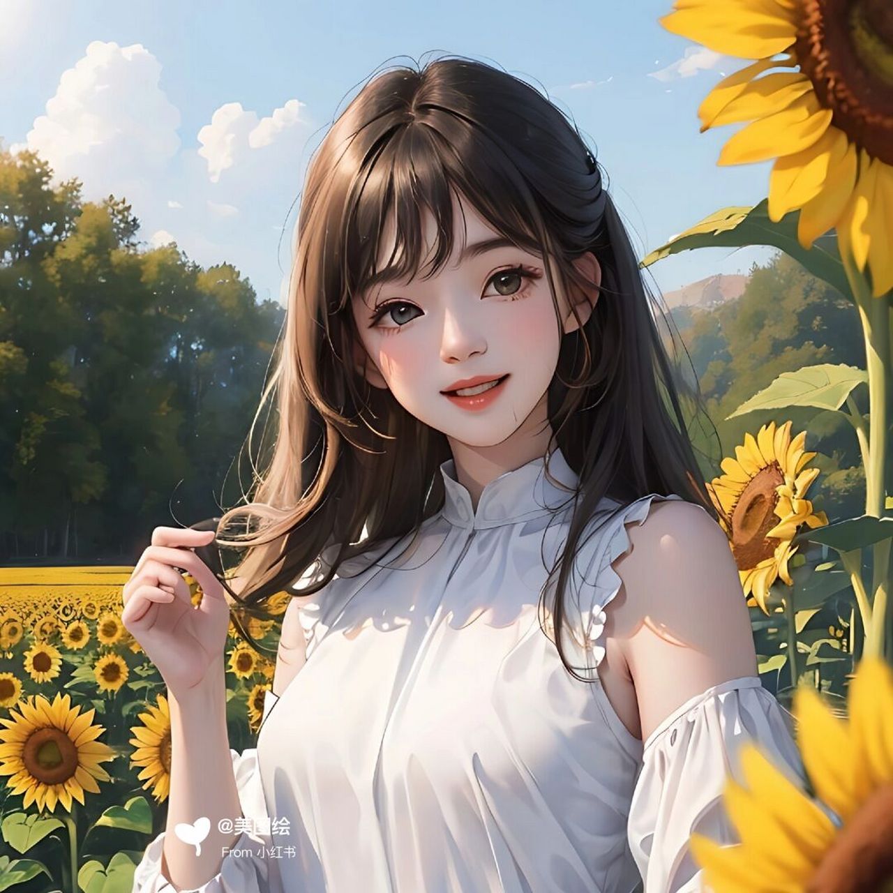 长发向日葵女孩 #好看头像# #好看的女生头像# #美女头像# #女生头像