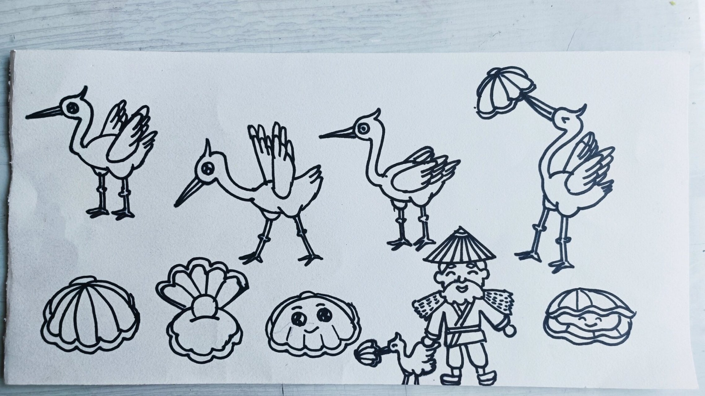 《鹬蚌相争》四幅连画(附绘画步骤)