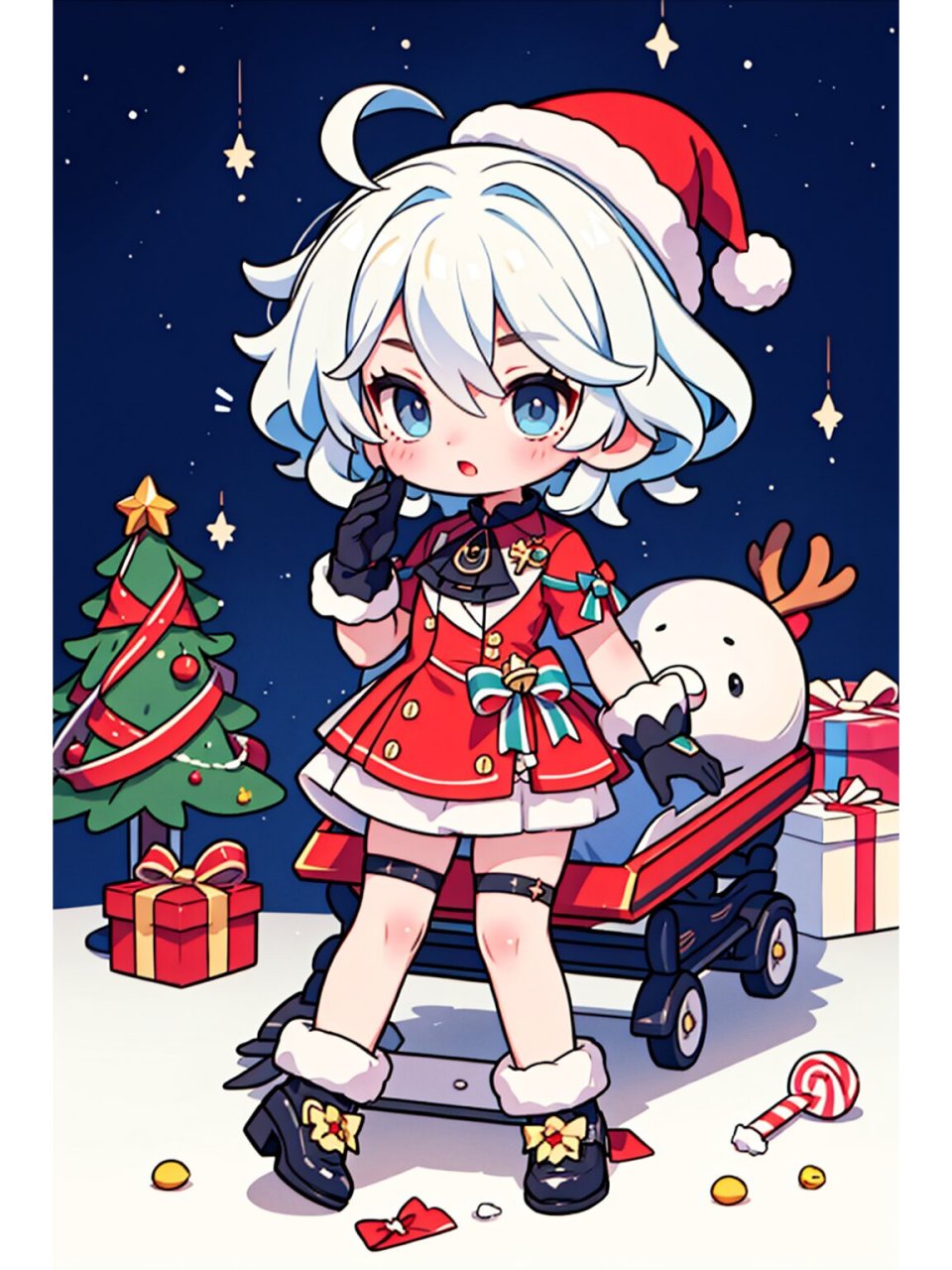 超可爱原神人物圣诞节卡通壁纸-芙宁娜