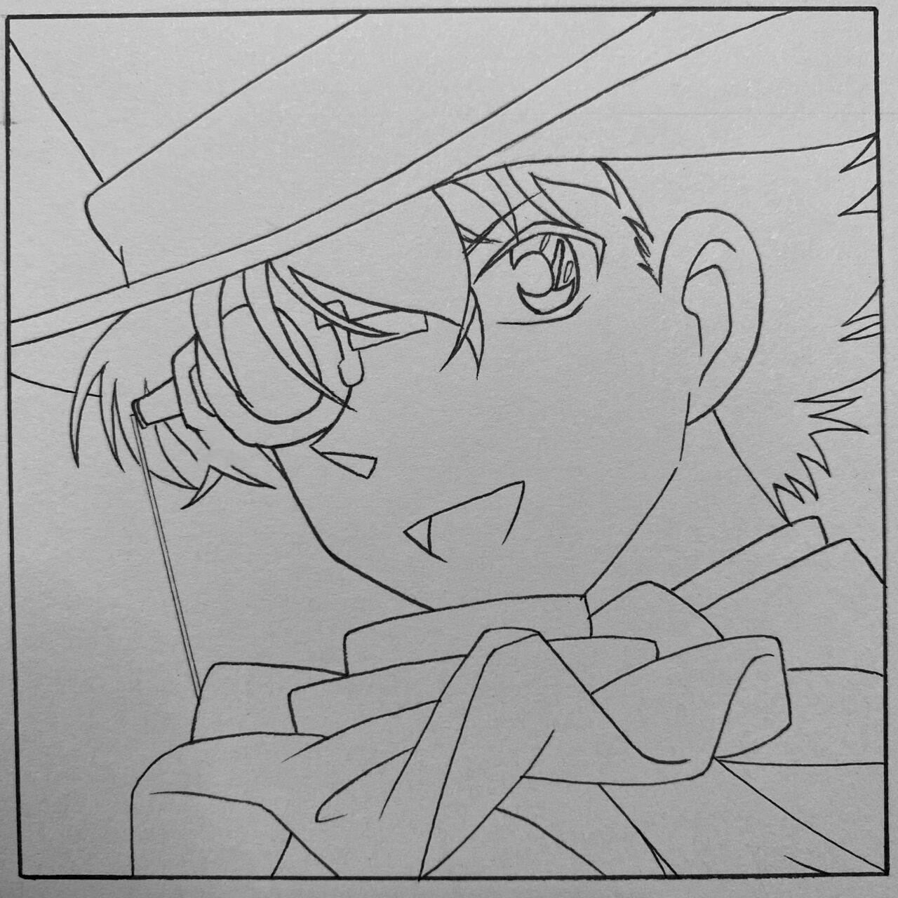 马克笔手绘教程/怪盗基德黑白动漫头像       "我不是侦探而是小偷