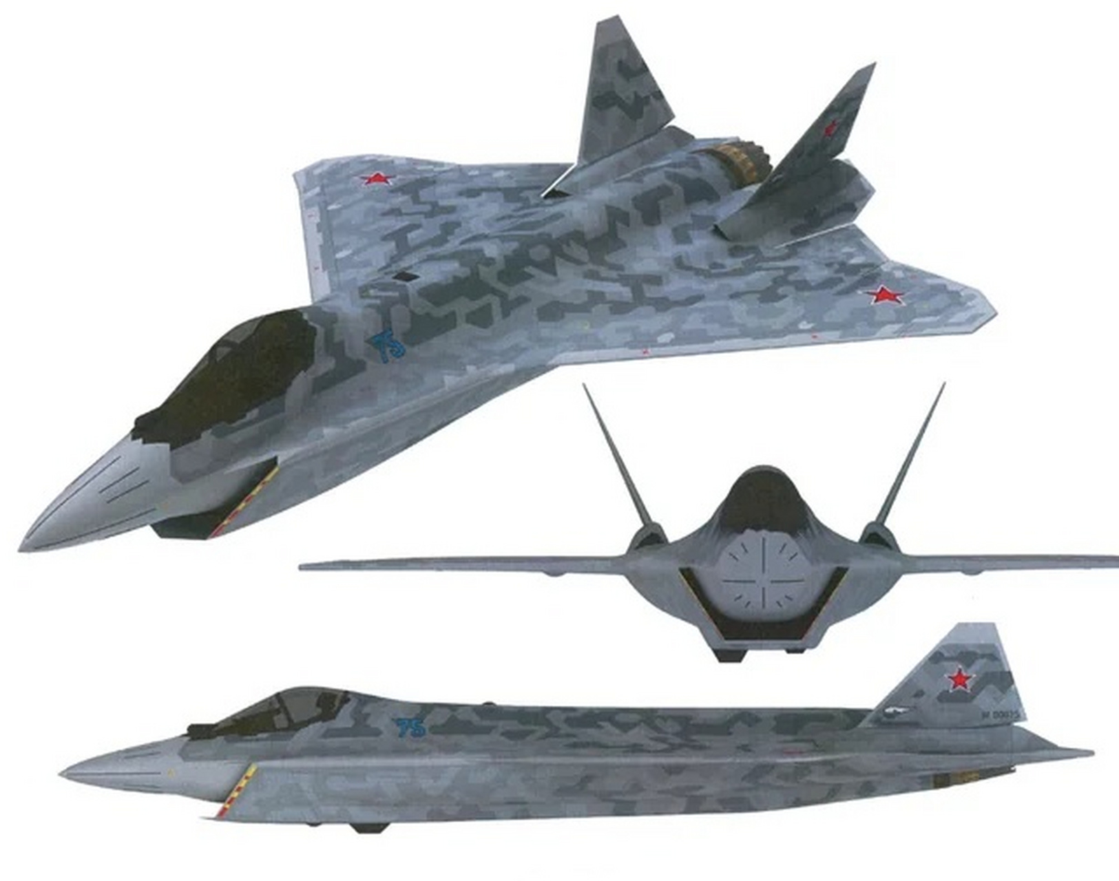 微博公开课# #趣聊军事圈# 俄罗斯的苏-75战斗机三视图