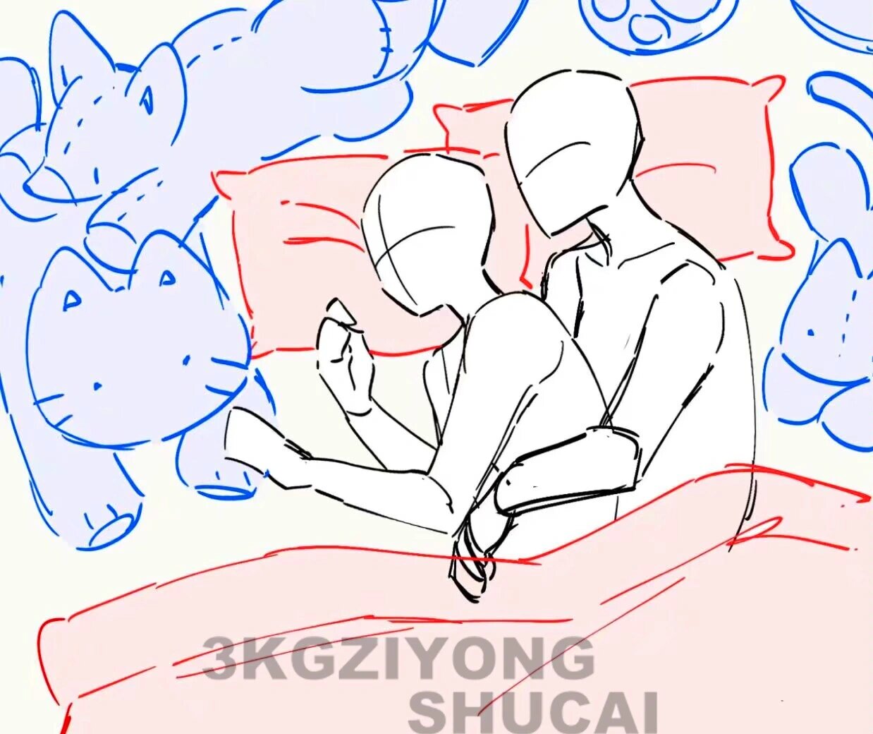 板绘素材‖双人情侣睡姿合集《怀中的你