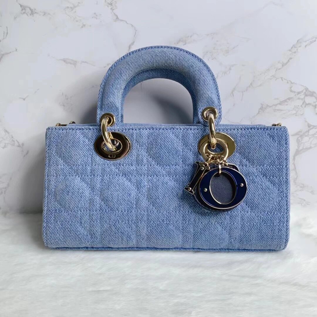 鞠婧祎同款|迪奥lady d-joy牛仔戴妃包 dior迪奥 lady d-joy 蓝色牛仔