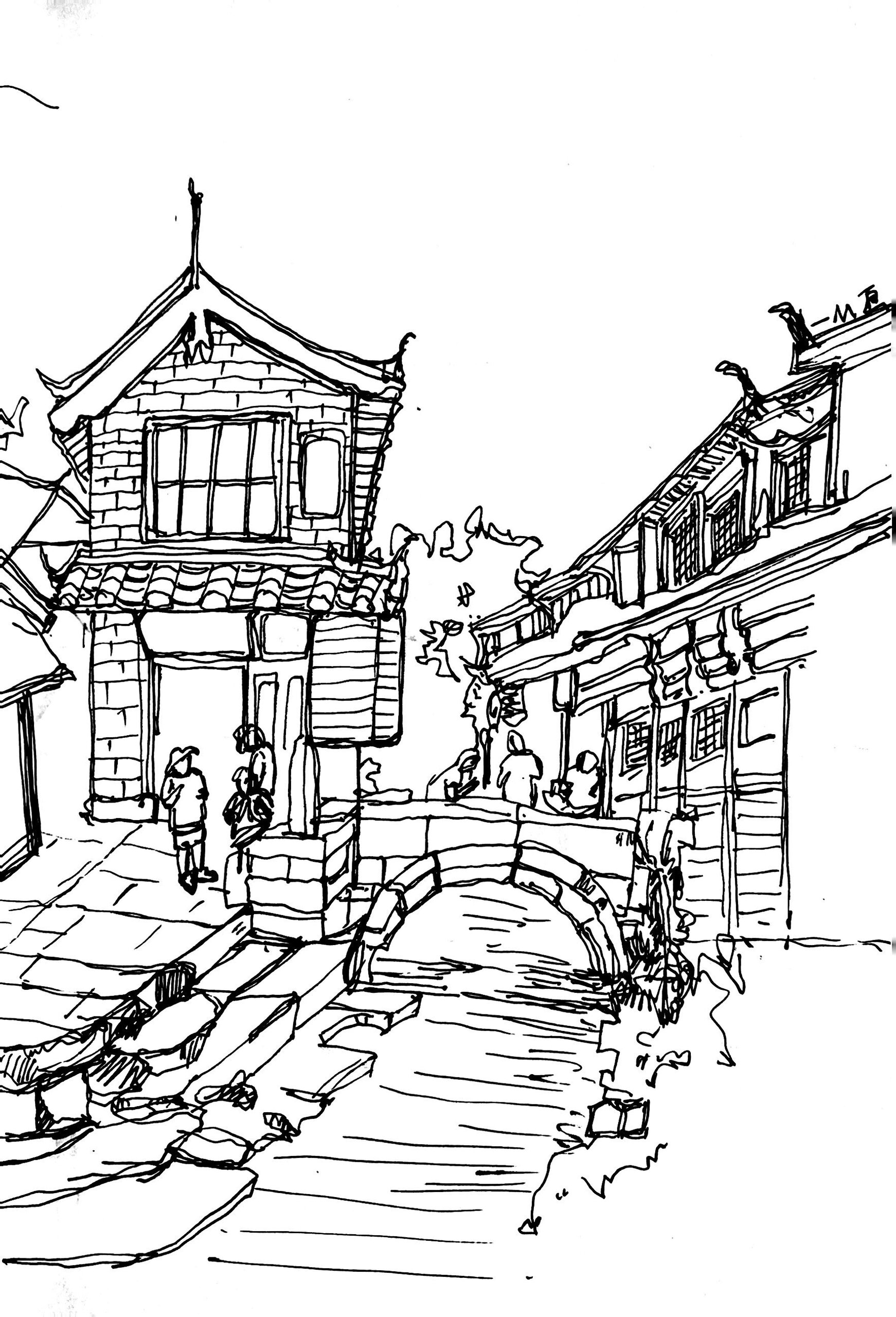 每日一画～速写丽江景区老房子