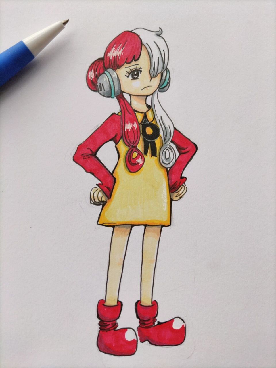 海贼王‖乌塔 手绘附过程 1.勾线:樱花0.35mm 2.