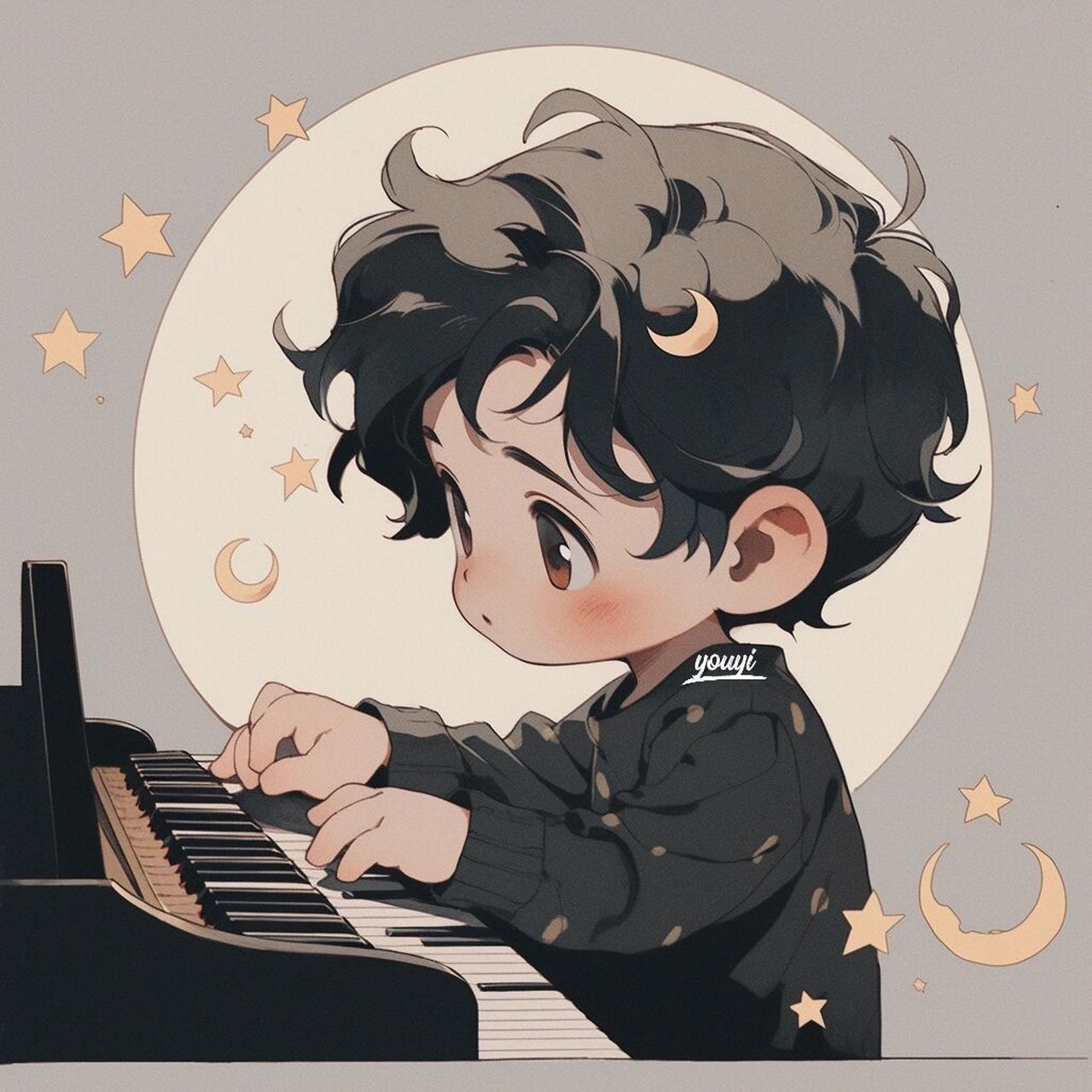 可爱头像93小小钢琴家,还能当情头 97有粉宝想要钢琴宝贝,我画啦