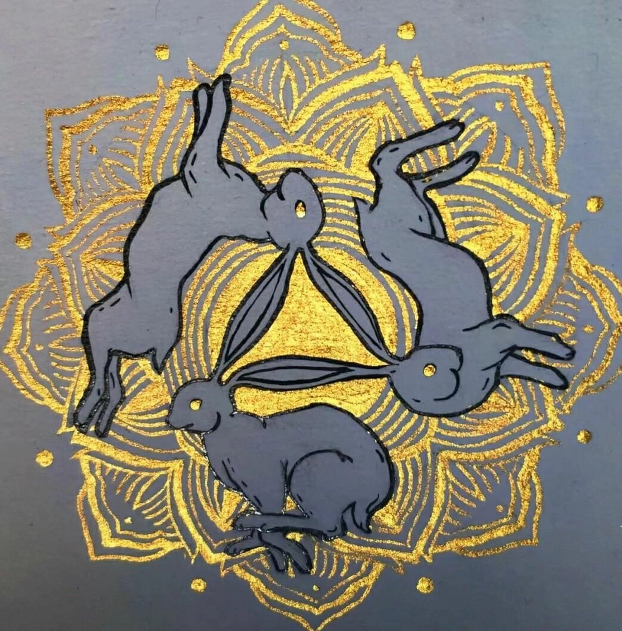 tattoo/纹身手稿 "三兔共耳" 就是相互追逐形成首尾相衔状的三只兔 
