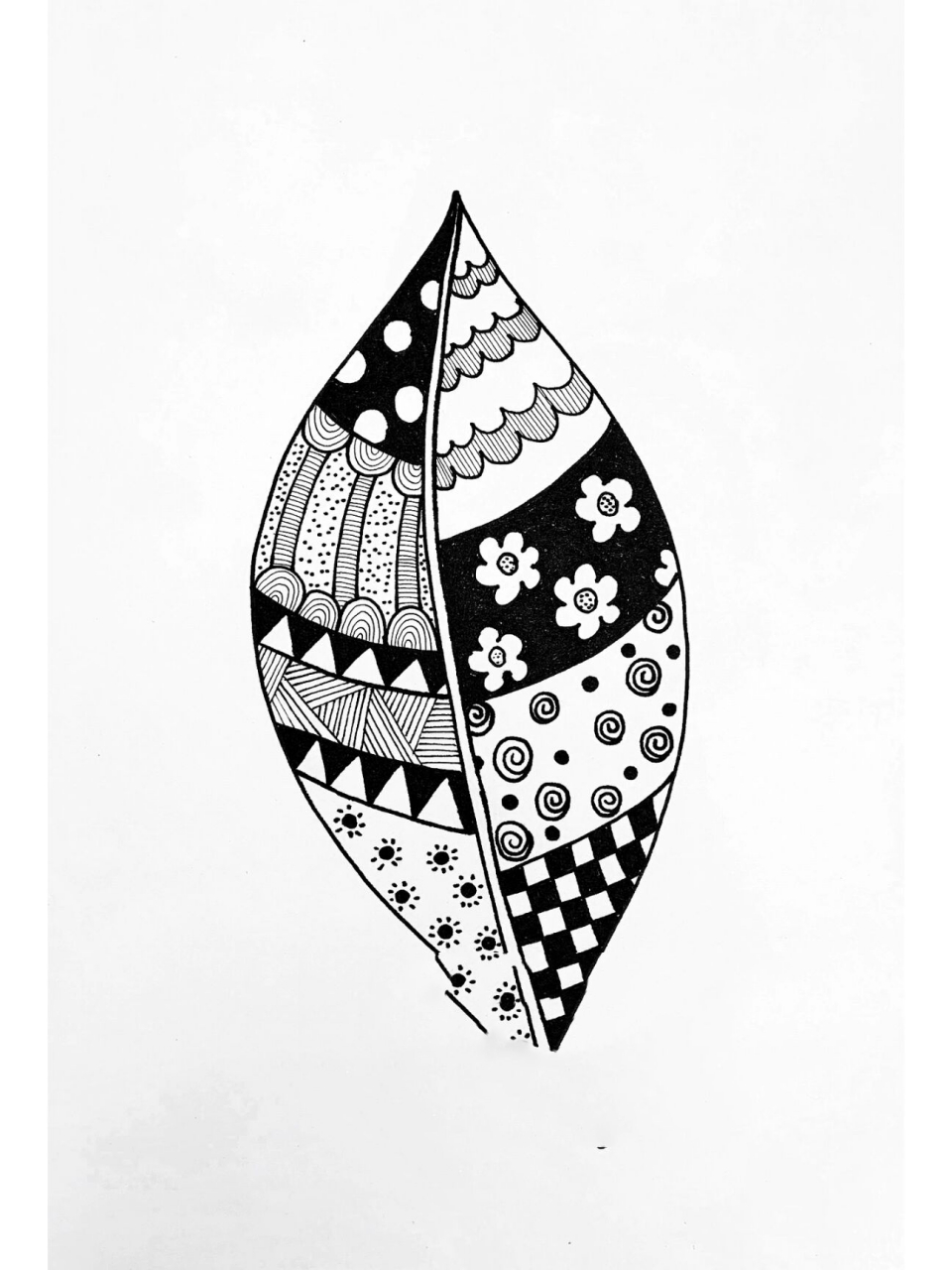 简单线描画 点线面结合,学生们可以自由发挥画不同类型的花纹