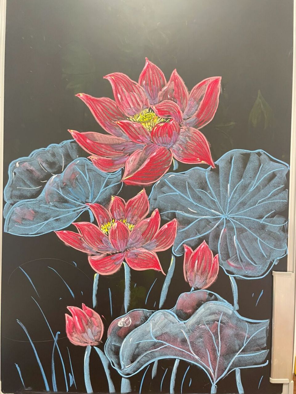 笔记灵感# #黑板报# #粉笔画# #黑板报素材# #荷花# #夏天# 没有夏日