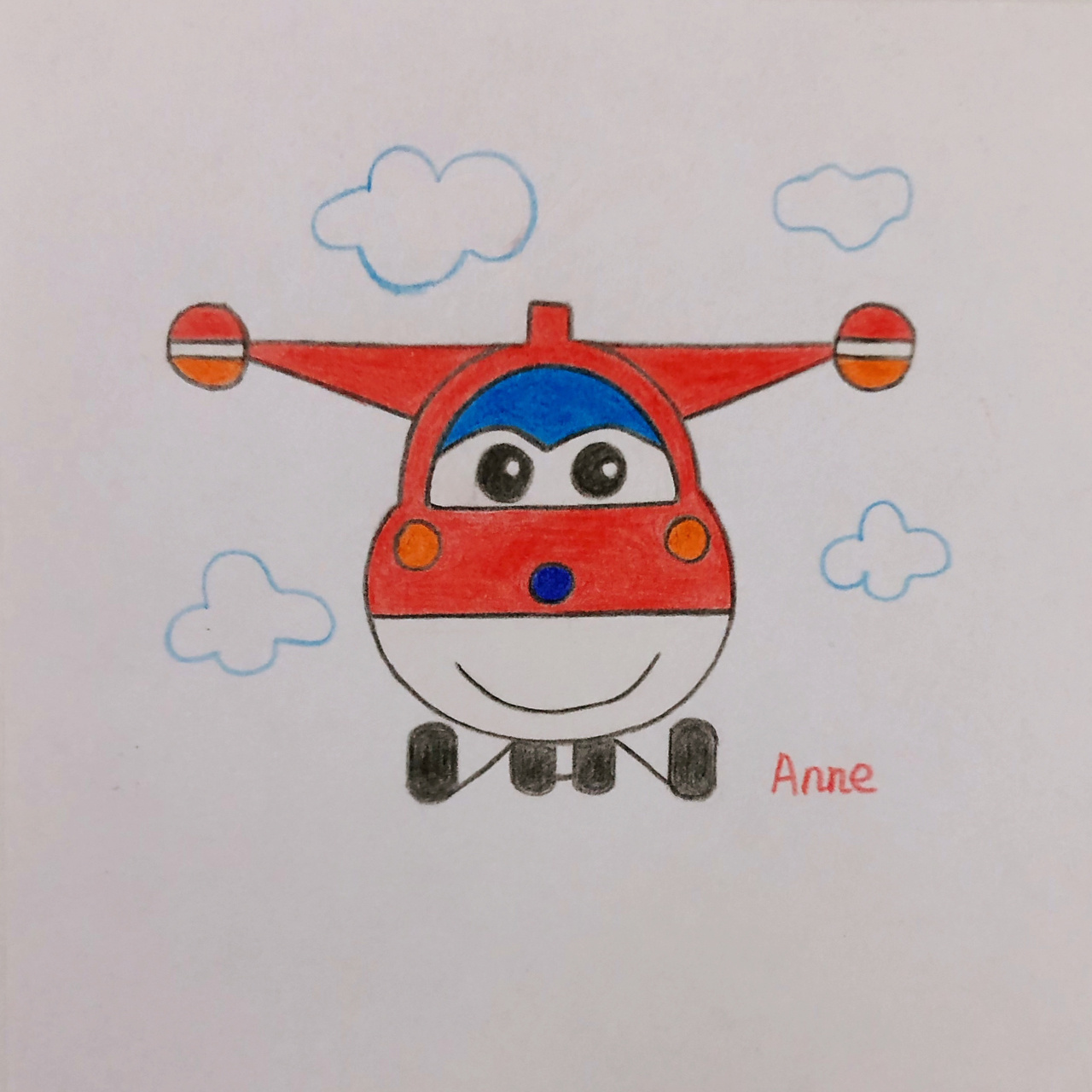 超级飞侠简笔画 先画草图,画好彩铅勾线,慢慢上色,慢慢叠色,绘画工具