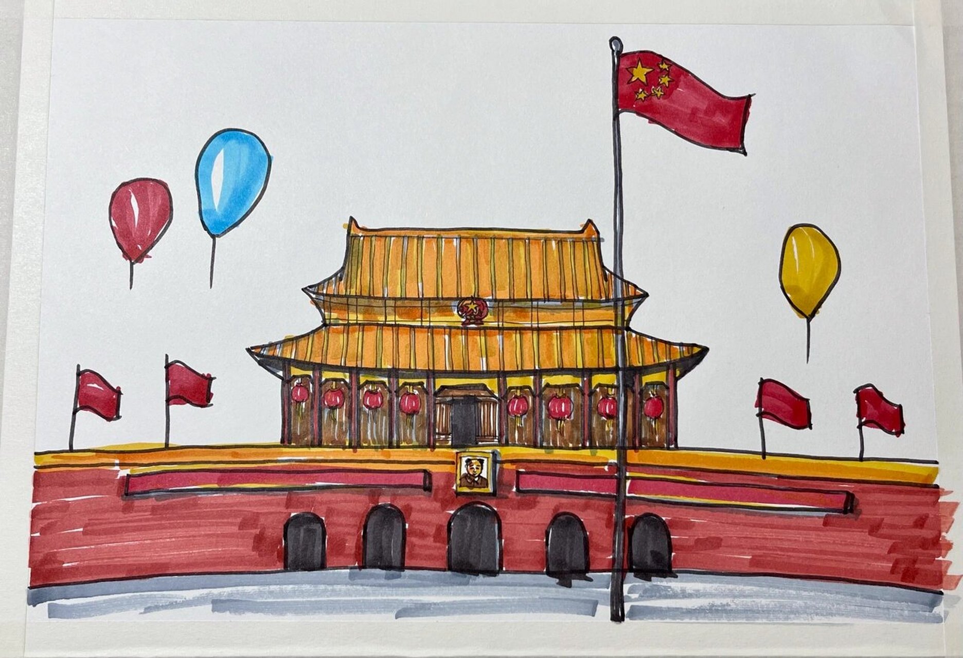 北京代表性建筑儿童画图片