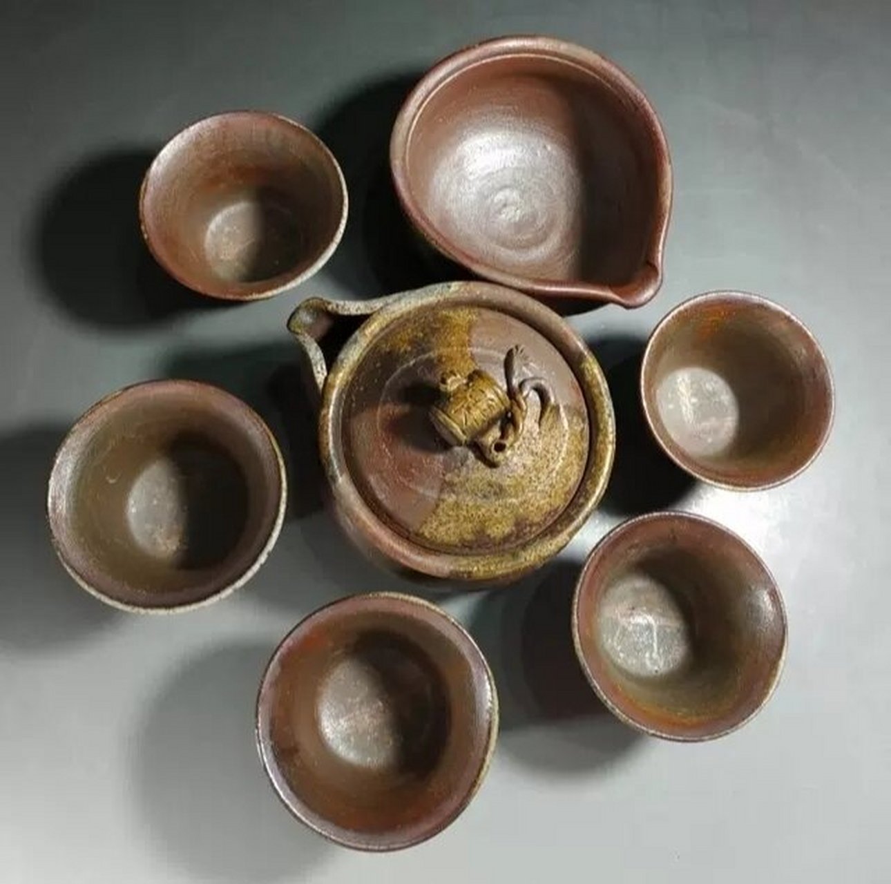 【日本备前烧 柴烧茶器组】名家 奥本健一 【日本备前烧 柴烧茶器组】