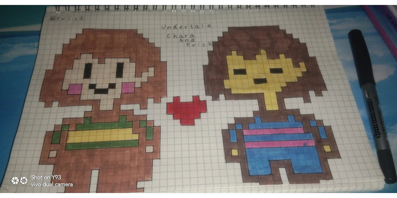传说之下丨chara和frisk像素画