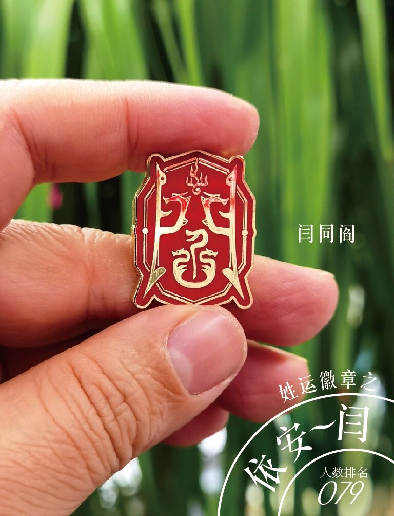 依安-闫/阎 闫/阎姓字徽及镀金徽章姓氏文创 图腾崇拜,文字,姓氏,族群