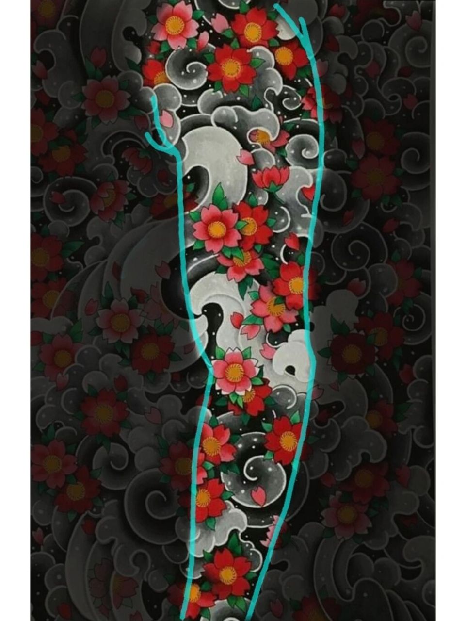 传统樱花臂纹身图案,武汉龙族纹身 樱花传统花臂手稿