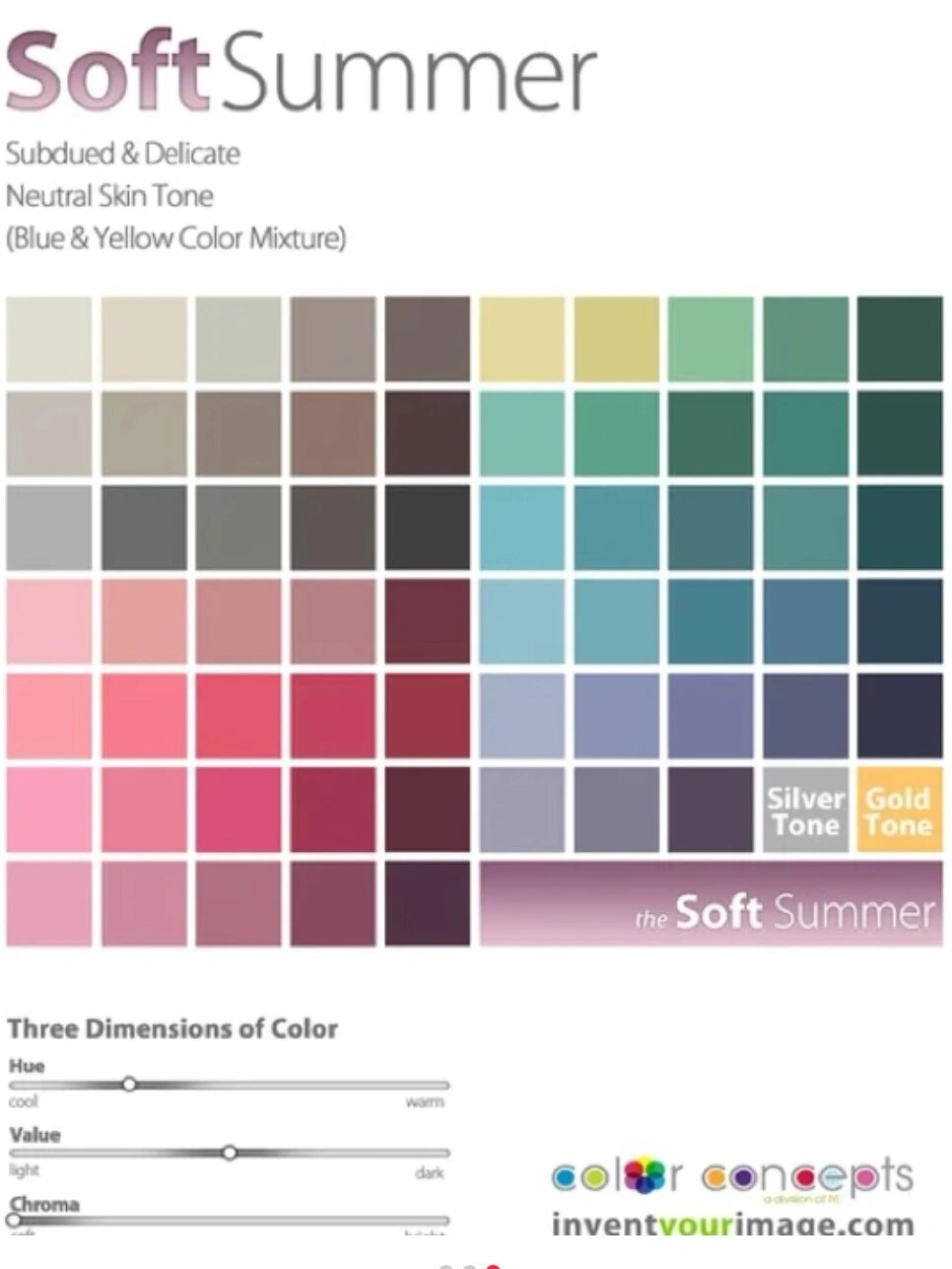 💙💜柔夏型色卡合集～色彩参考汇总 四季色彩-柔夏型 soft summer