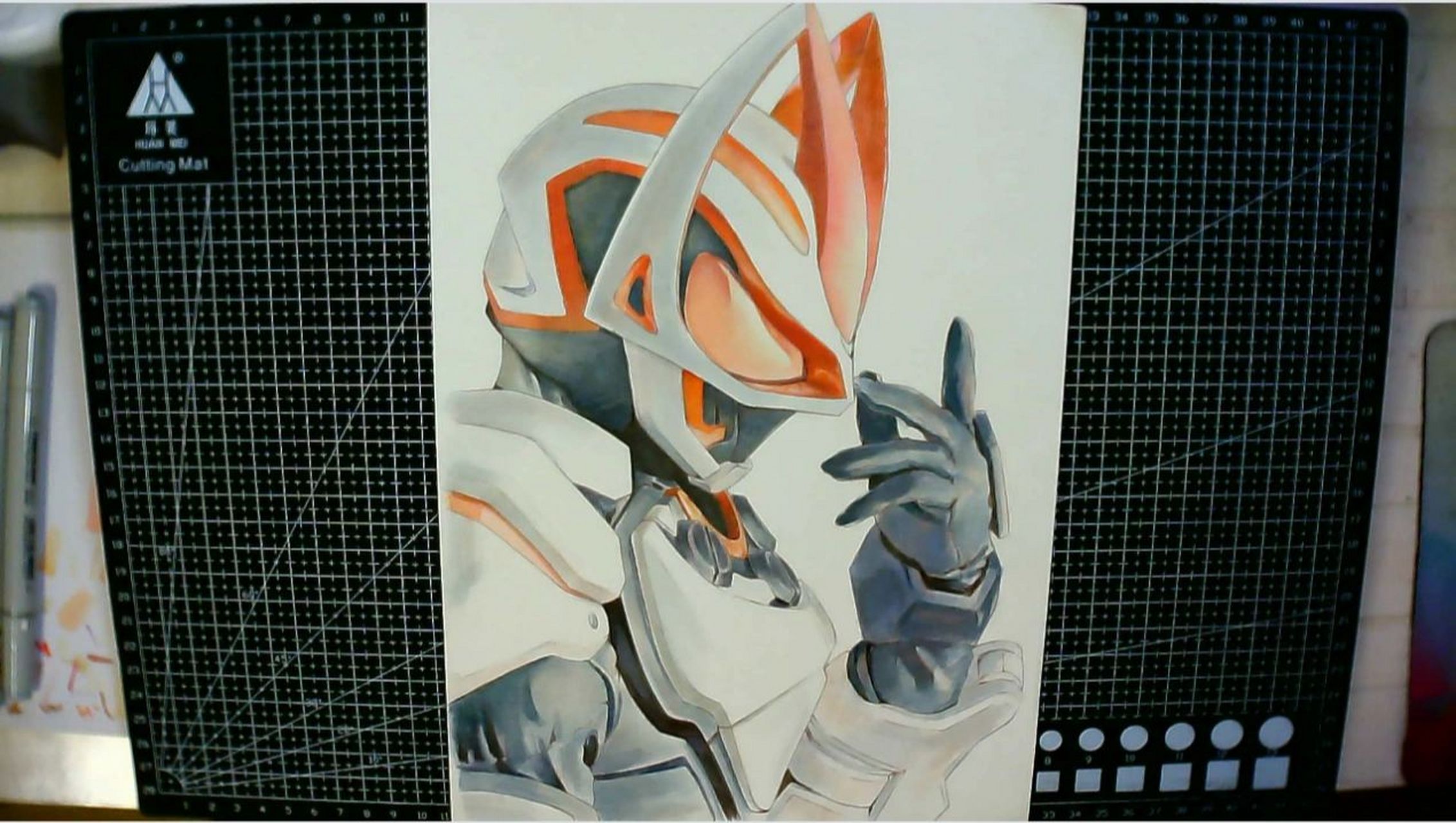 马克笔手绘假面骑士极狐! 手生试稿,些许潦草.