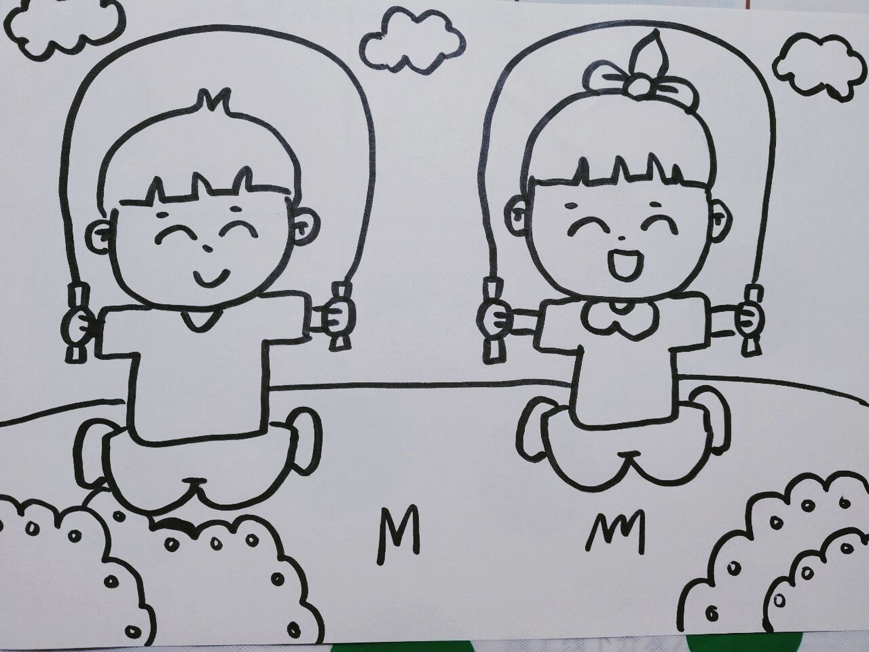 跳跳绳简笔画儿童画图片