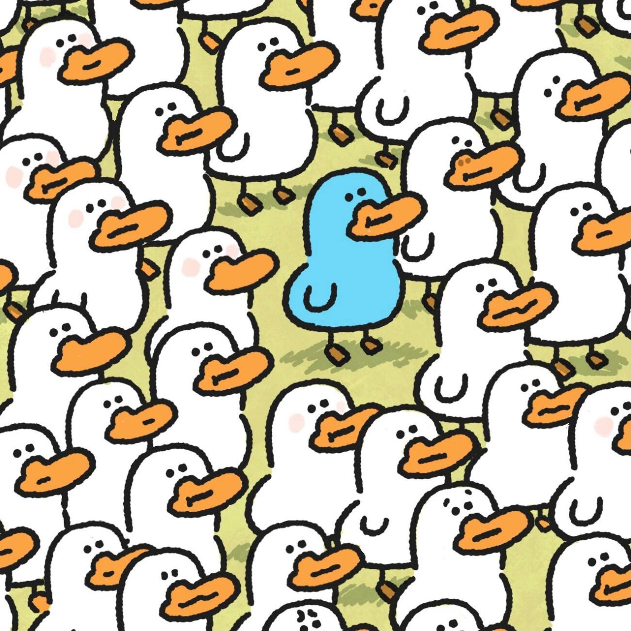 茫茫鸭海之中… "嗨～我是小蓝鸭" "初次见面,请多关照" "好啦,继续你