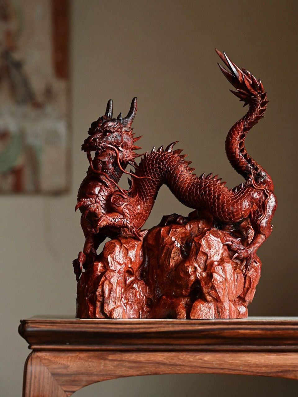 " 沧海游龙 " 小叶紫檀"游龙" 精选紫檀泥料,经典鱼鳞纹隐现,木色沉稳