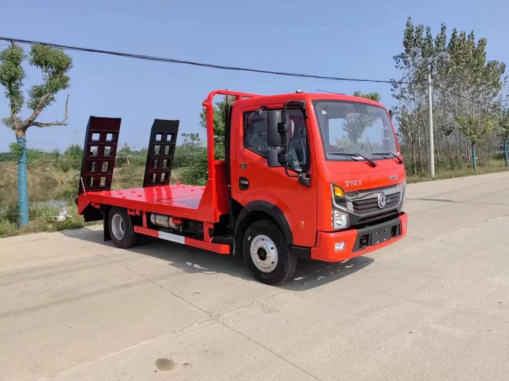 东风轻量化蓝牌挖机拖车 国六东风福瑞卡蓝牌平板运输车 公告型号:eq