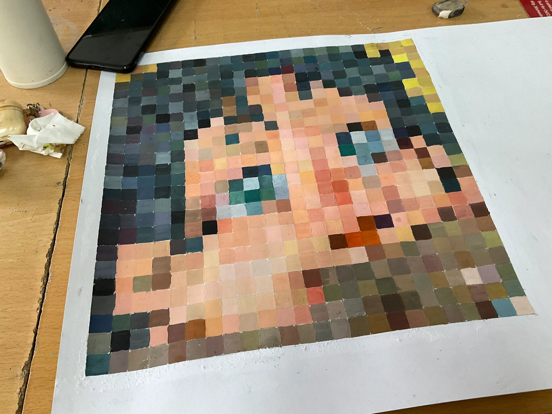 色彩构成|大一作业空间混合(含步骤)96   大一第一张马赛克06 画