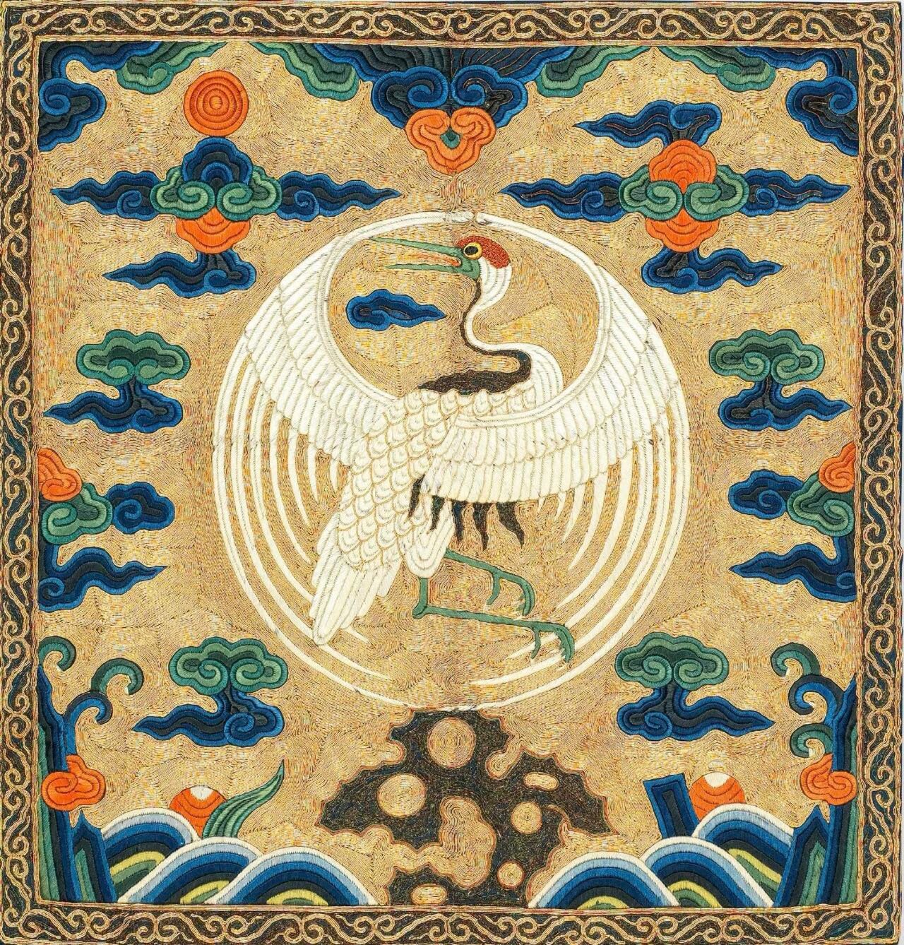 锦鸡纹补子图3清·刺绣六品文官鸳鸯纹补子图4清·刺绣八品文官鹌鹑纹