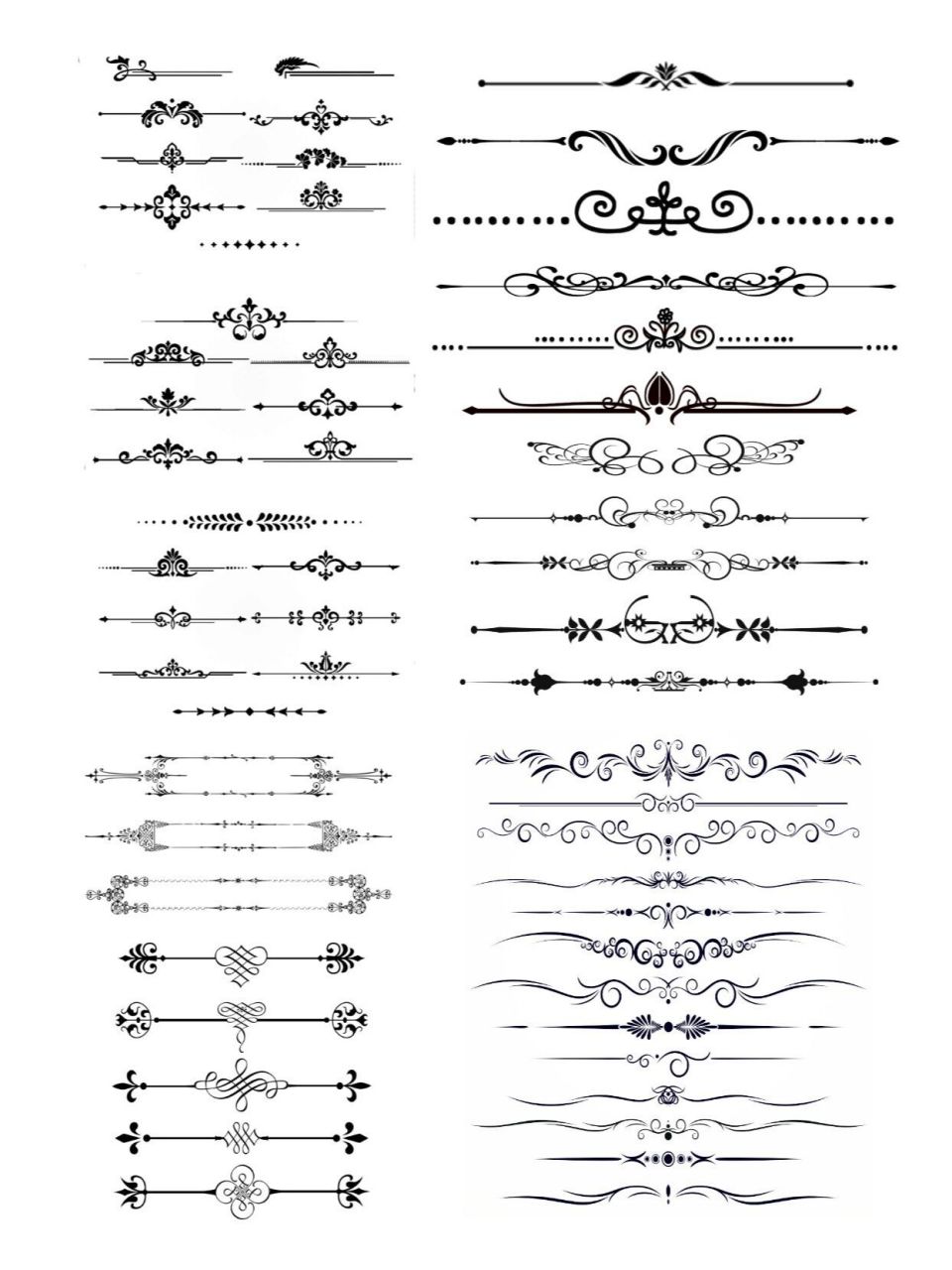 今天分享几组欧式经典复古花纹边框分割线,黑色,金色,棕色