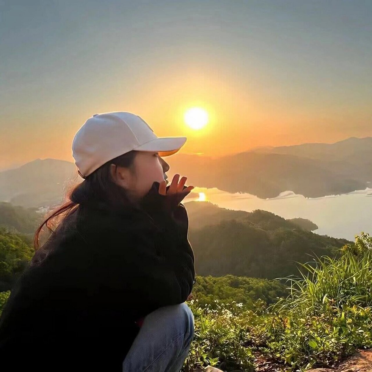 风景头像女人图片