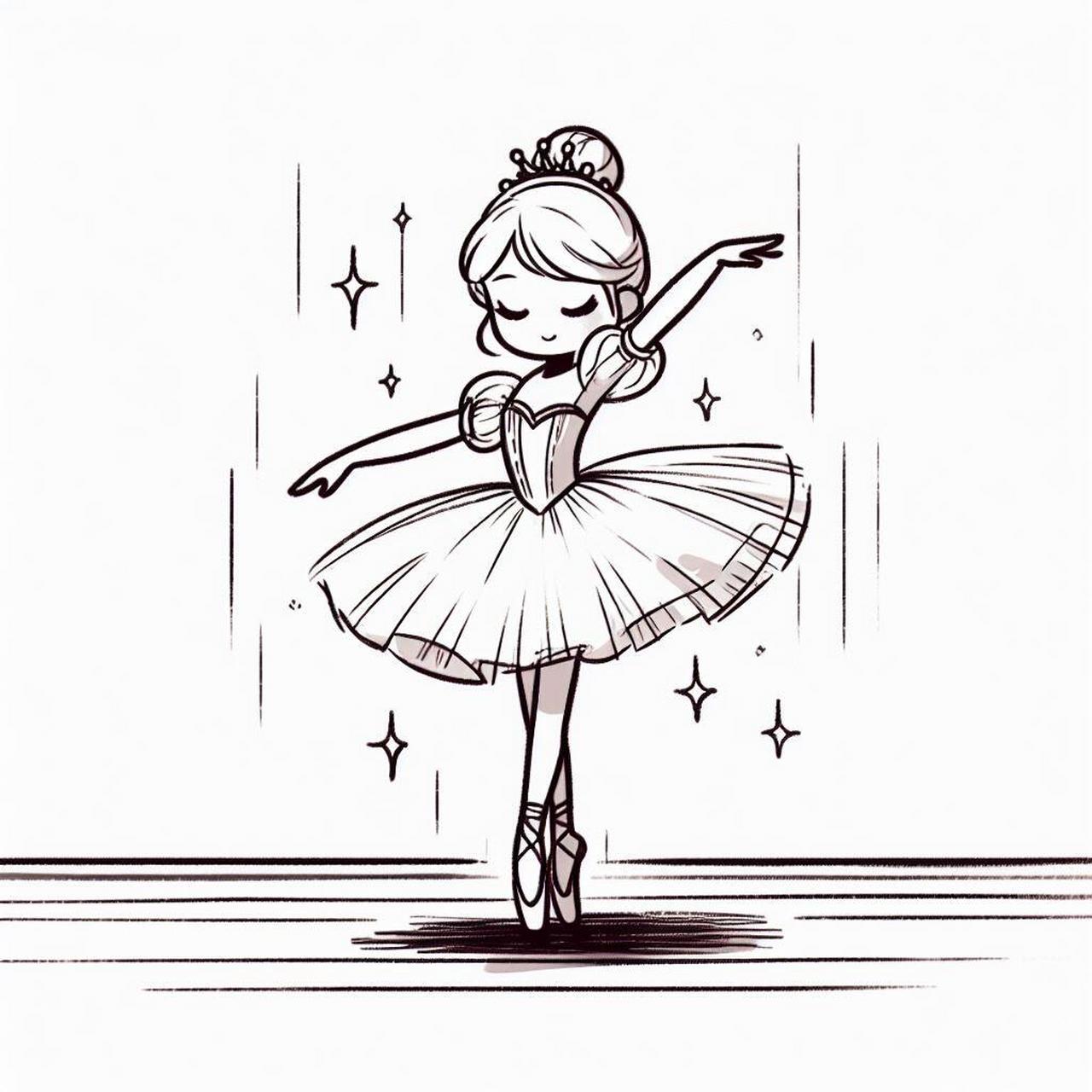 芭蕾舞女孩简笔画可爱图片