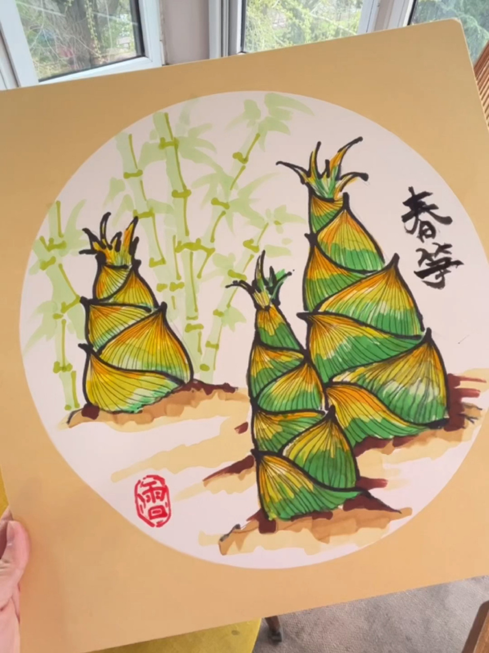 创意美术&线描97备课春笋教程课效 绘画步骤 95课题:春笋 70