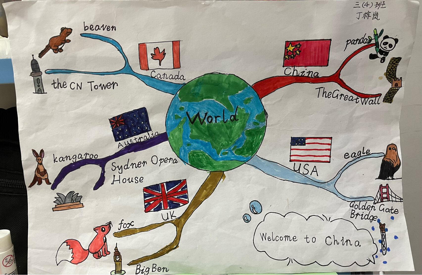 思维导图——英语作业:国家介绍