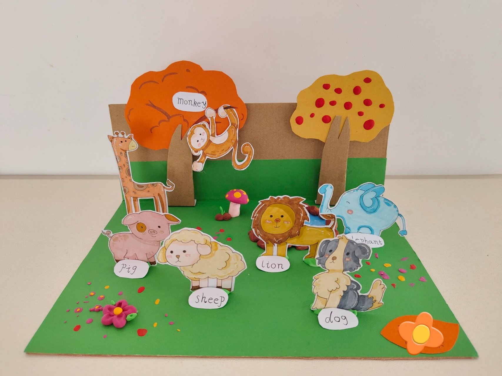 动物园立体画——小学生英语手工作业