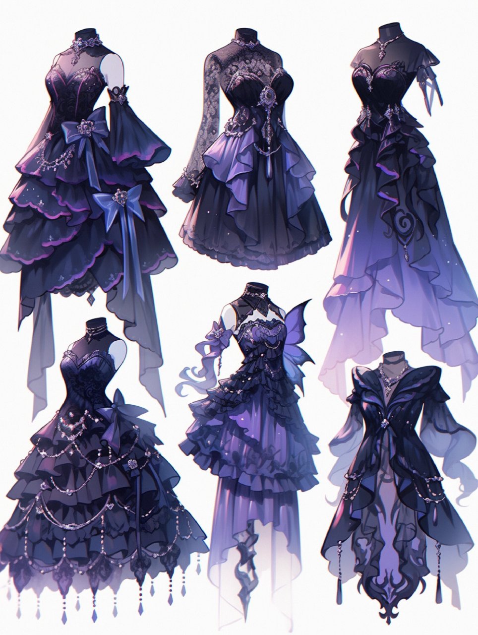 小裙子穿搭素材||服装展示 #画画的日常# #哥特风# #哥特# #服设# #lo