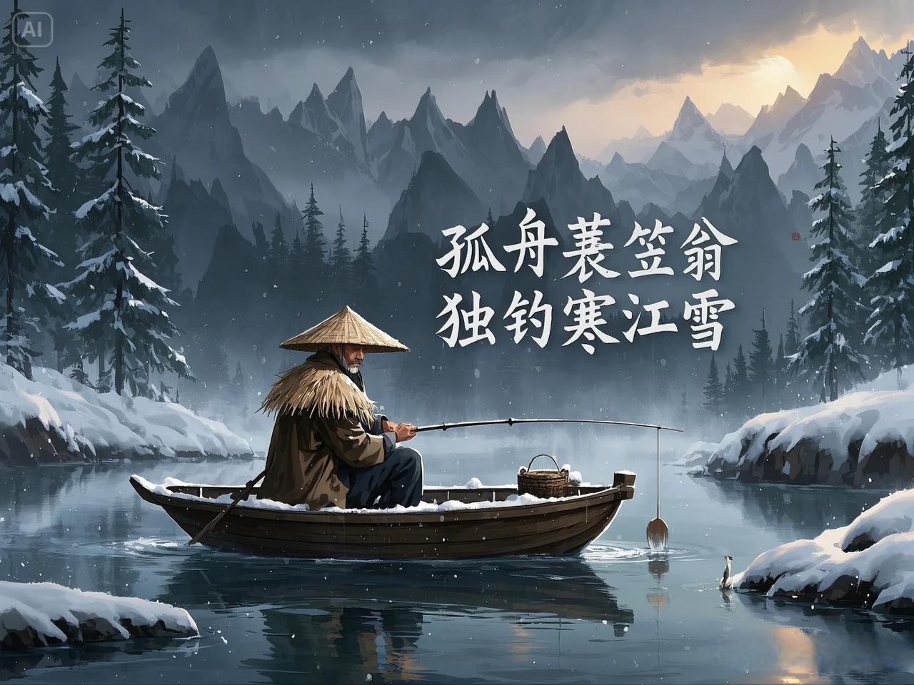 说一句带雪的诗句 "孤舟蓑笠翁,独钓寒江雪"