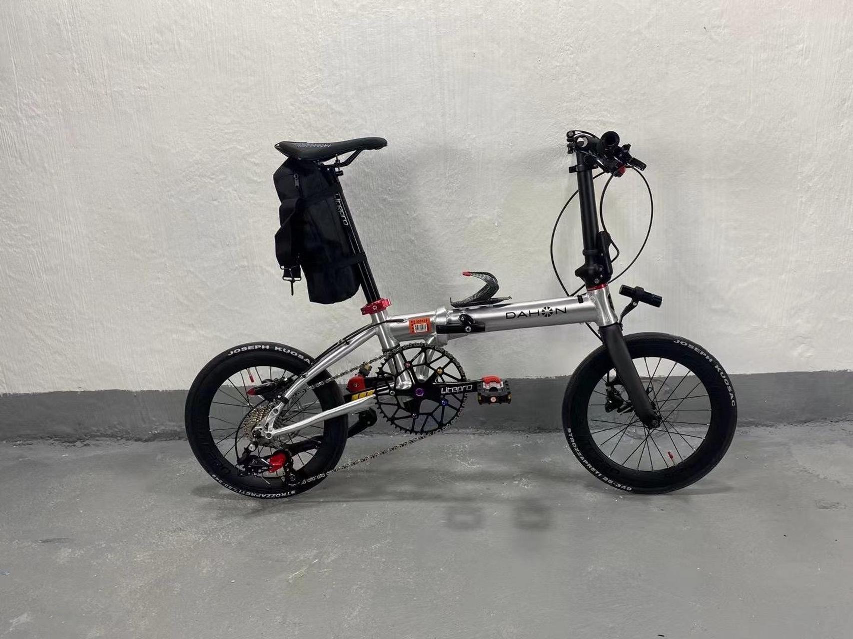 大行dahon 16寸折叠自行车 349爆改版  92车架采用原色拉丝银镀清漆