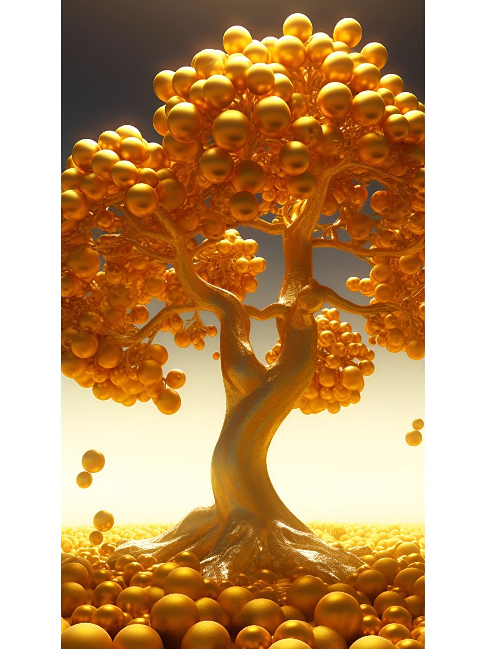 手机壁纸,黄金招财树,财源滚滚来.